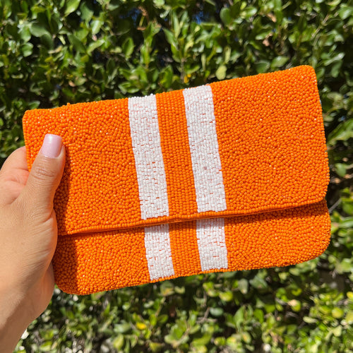 Leather Clutch Bag with detachable long chain strap | Burnt Orange - The  Leather Mob
