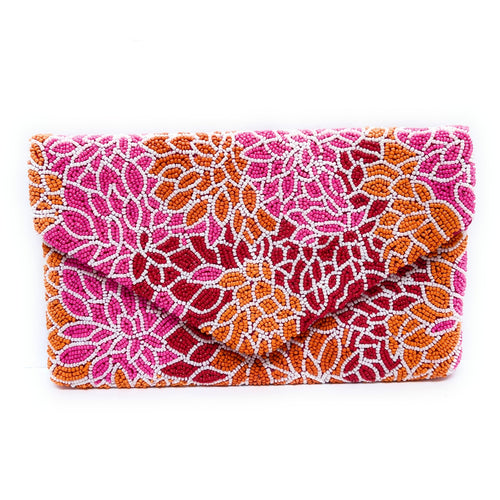 Multicolor Abstract Beaded Clutch, Seed Bead Clutch Bag, Beaded Clutch for  Women