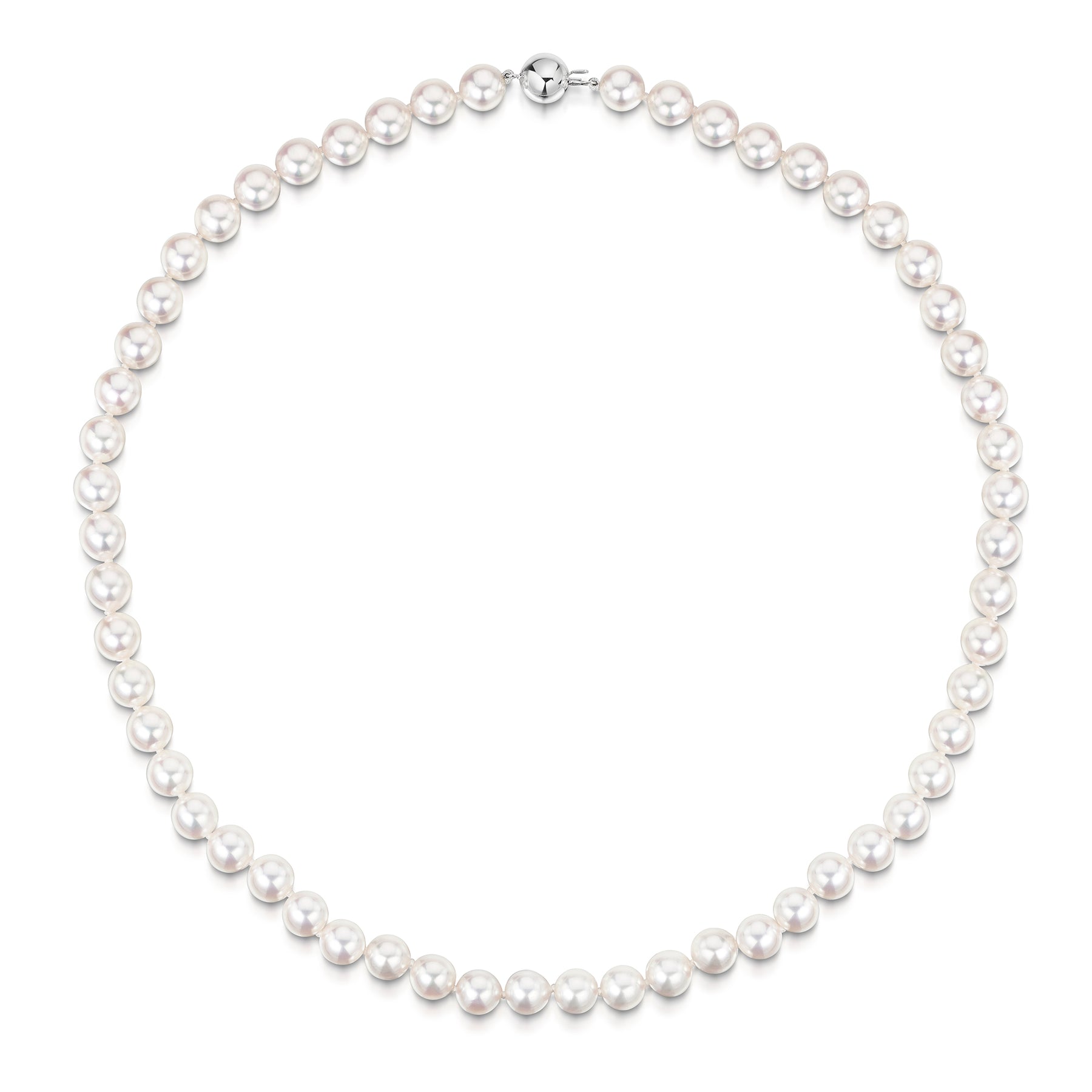 Single Row Culture Pearl Necklace in 18ct White Gold - Hamilton & Inches
