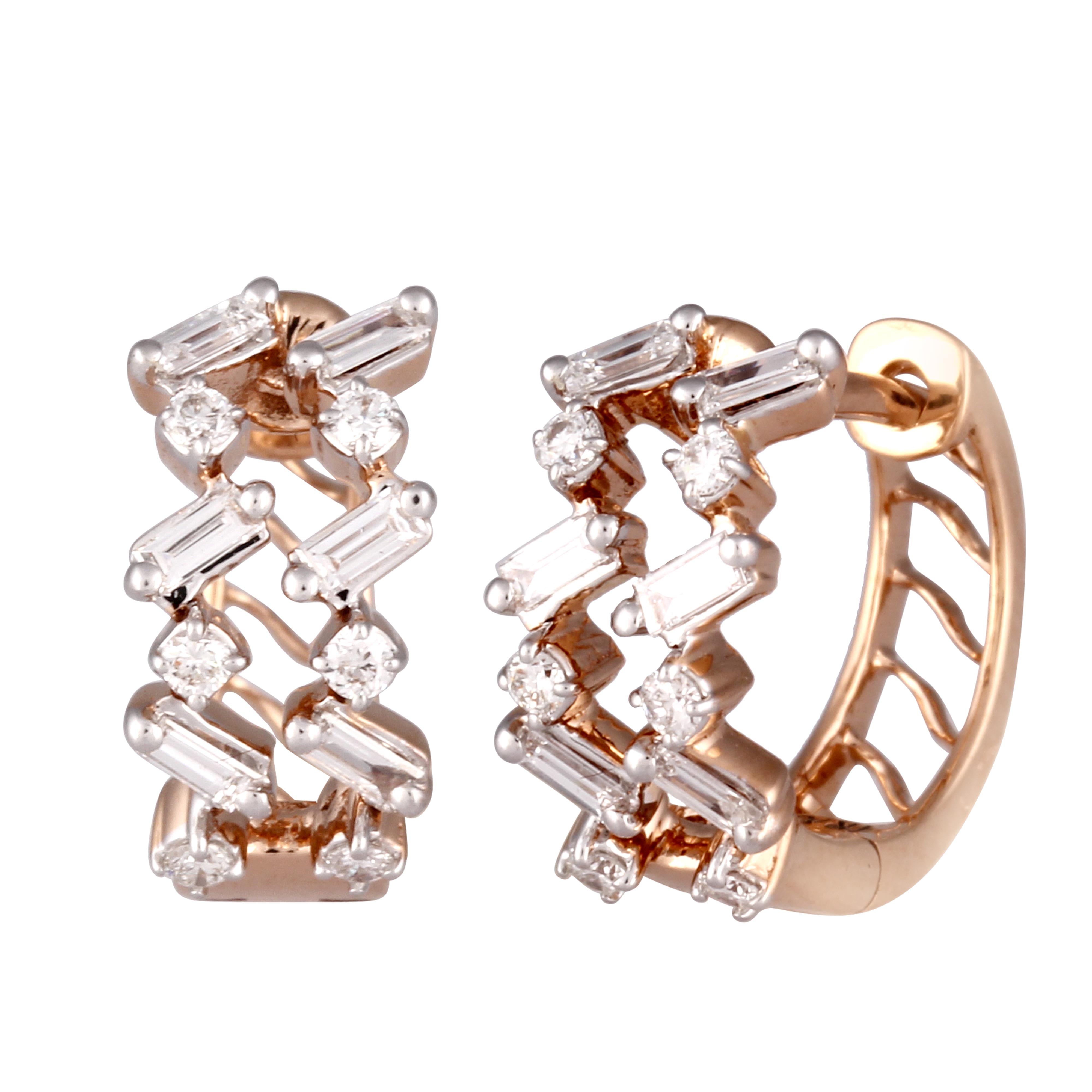 Buy Rose Gold American Diamond Half Hoop Earrings for Women Online at  Silvermerc | SBE22UM_423 – Silvermerc Designs