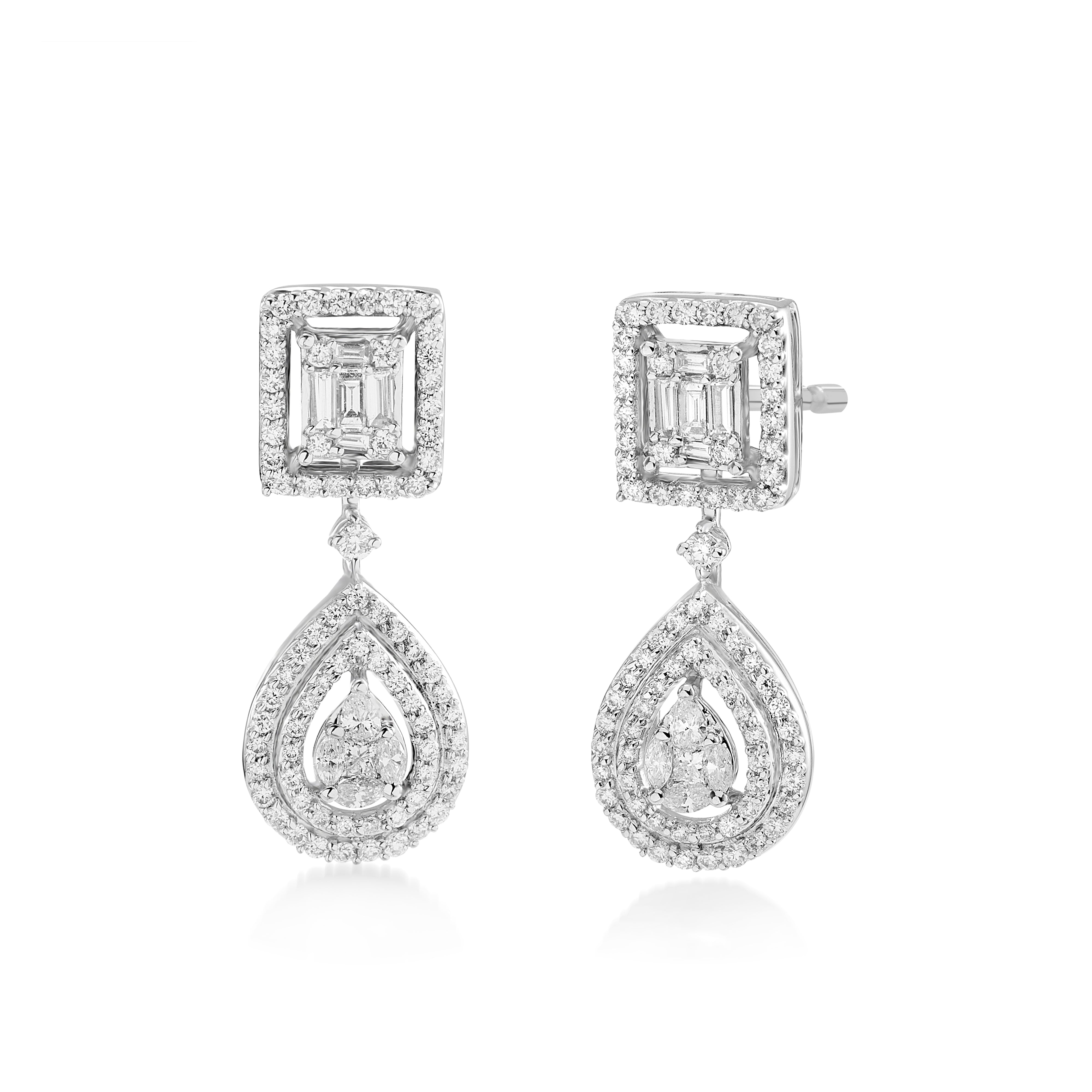 14K White Gold Vintage Dubai Diamond Dangle Earring Wedding Drop Earrings  for Women Bridal Promise Engagement Party Jewelry Gift - AliExpress