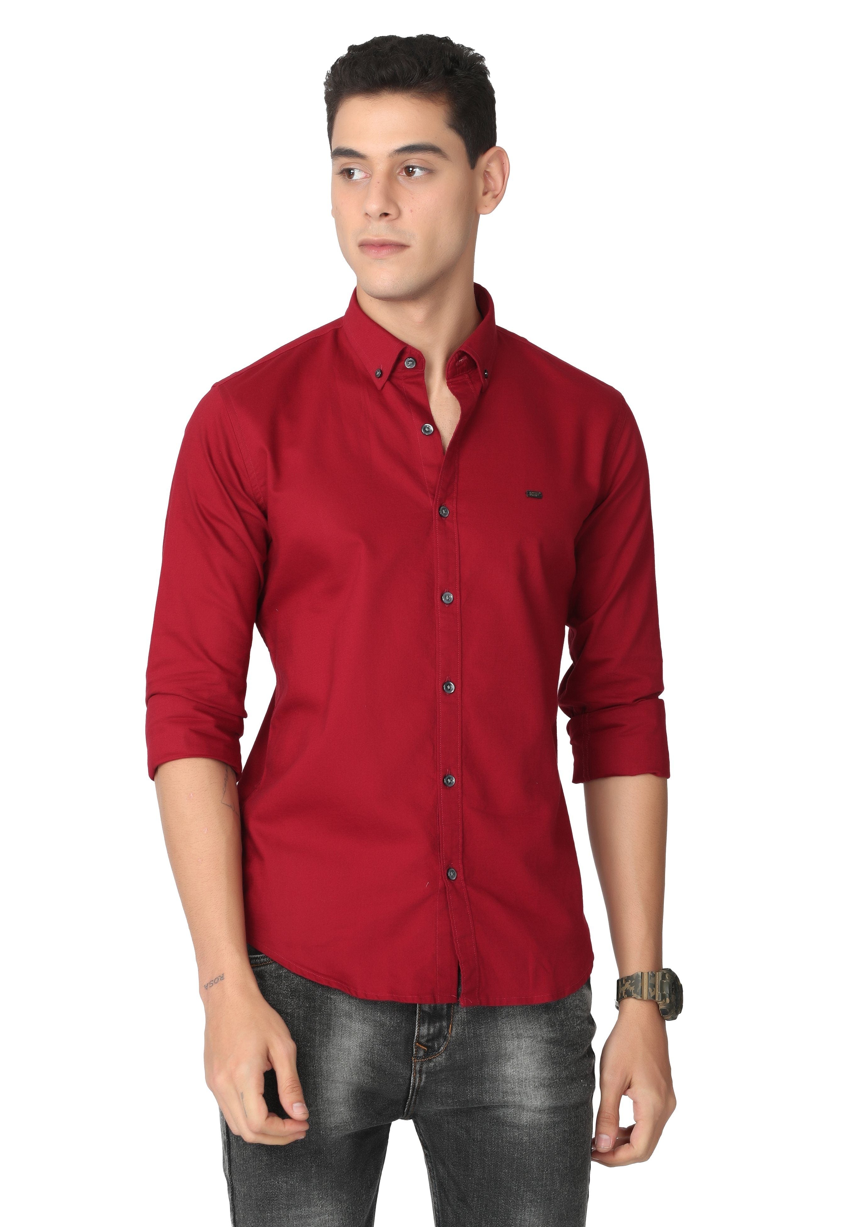 Dark Red Casual Shirt Shirts KEF S 