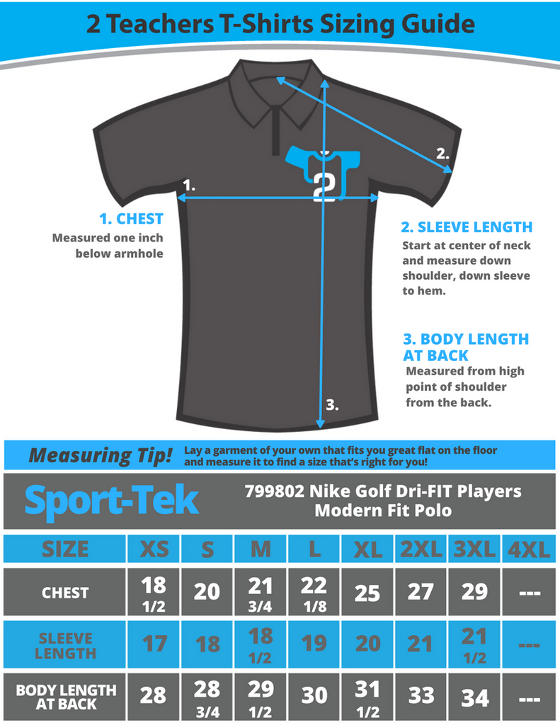 nike golf shirt size chart