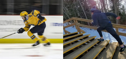 Using the stairs is one of the best hockey off ice training equipment. 