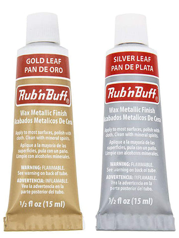 Rub N Buff Metallic Wax Finish with 5 inchx7 inch Microfiber Cloth, Silver Leaf 0.5oz/15ml Tube, Adult Unisex