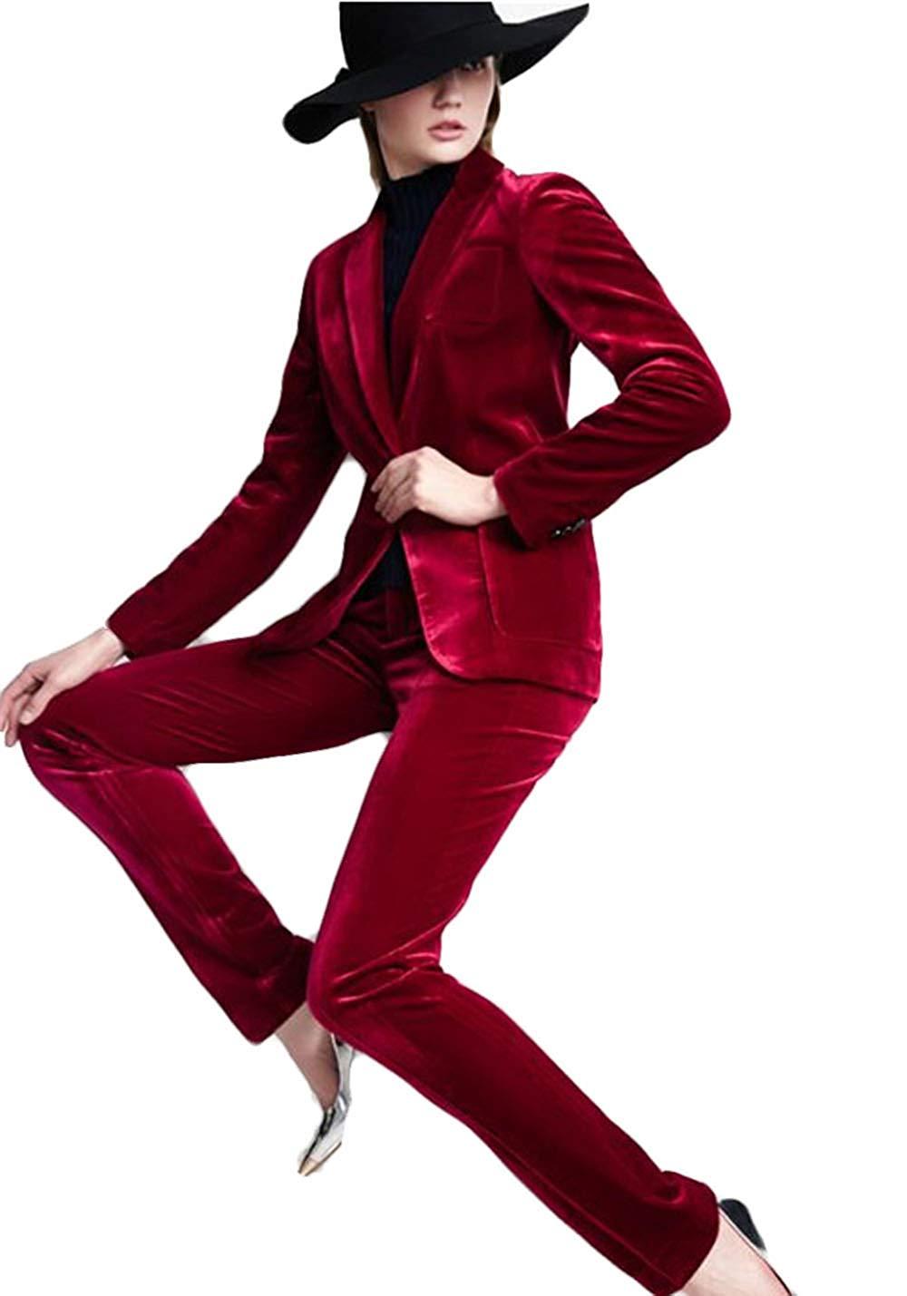 red velvet tuxedo suit womens