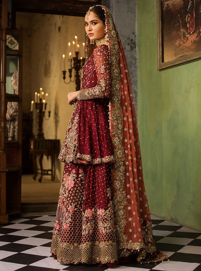 maroon color bridal dresses