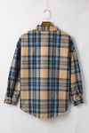 Plaid Curved Hem Shirt Jacket with Breast Pockets - Boneca Boutique