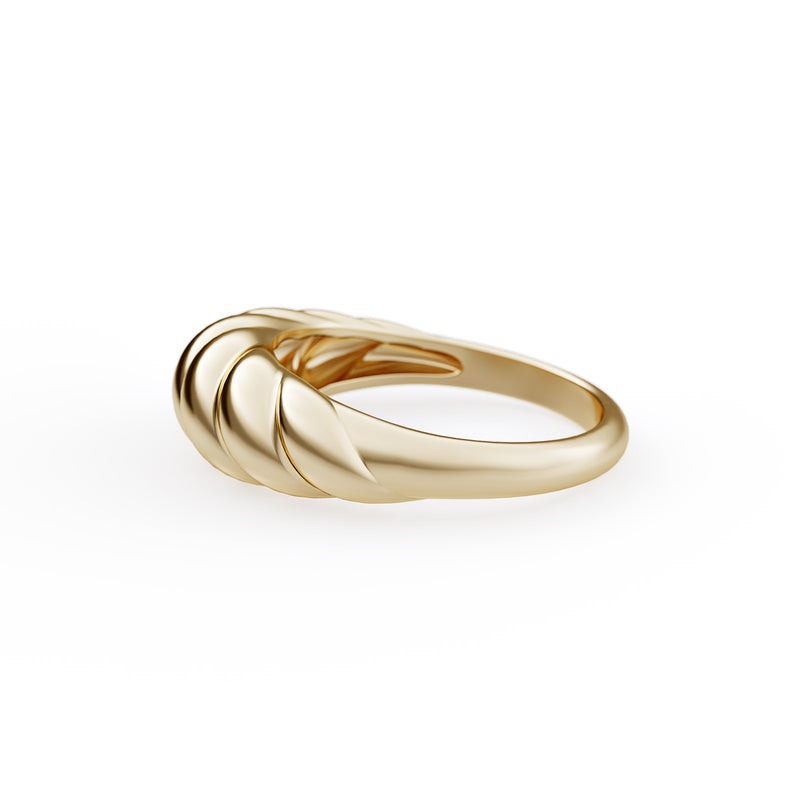 Croissant Twist Dome Ring in 14K Yellow Gold – Brulique Jewellery