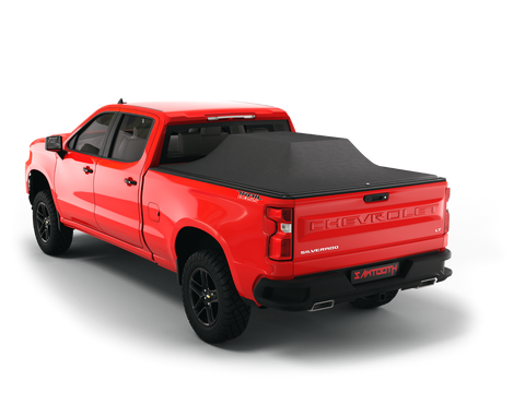 red chevy silverado 2021 with black tonneau cover