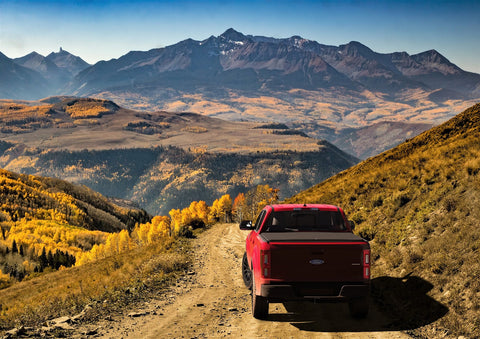 red ford ranger with sawtooth tonneau cover