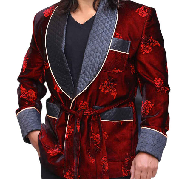 Smoking Jacket Mens Black Velvet Blazer Christmas Party Wear Evening Dinner  Coat