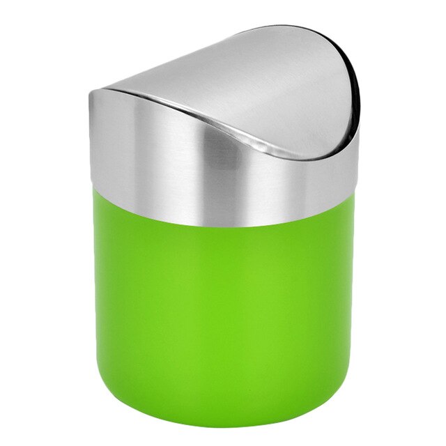 1 5l Mini Stainless Steel Desk Car Dust Trash Bin Countertop Waste