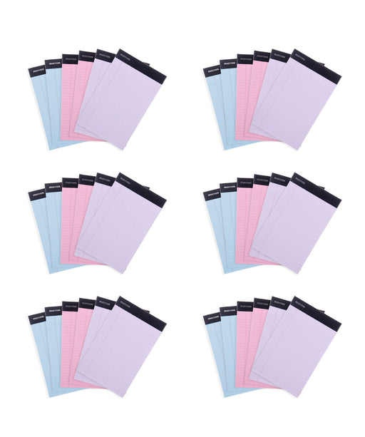 Basics Writing Pads, 5 inch x 8 inch, Narrow Ruled, Pink, Orchid & Blue Paper, 6-Pack