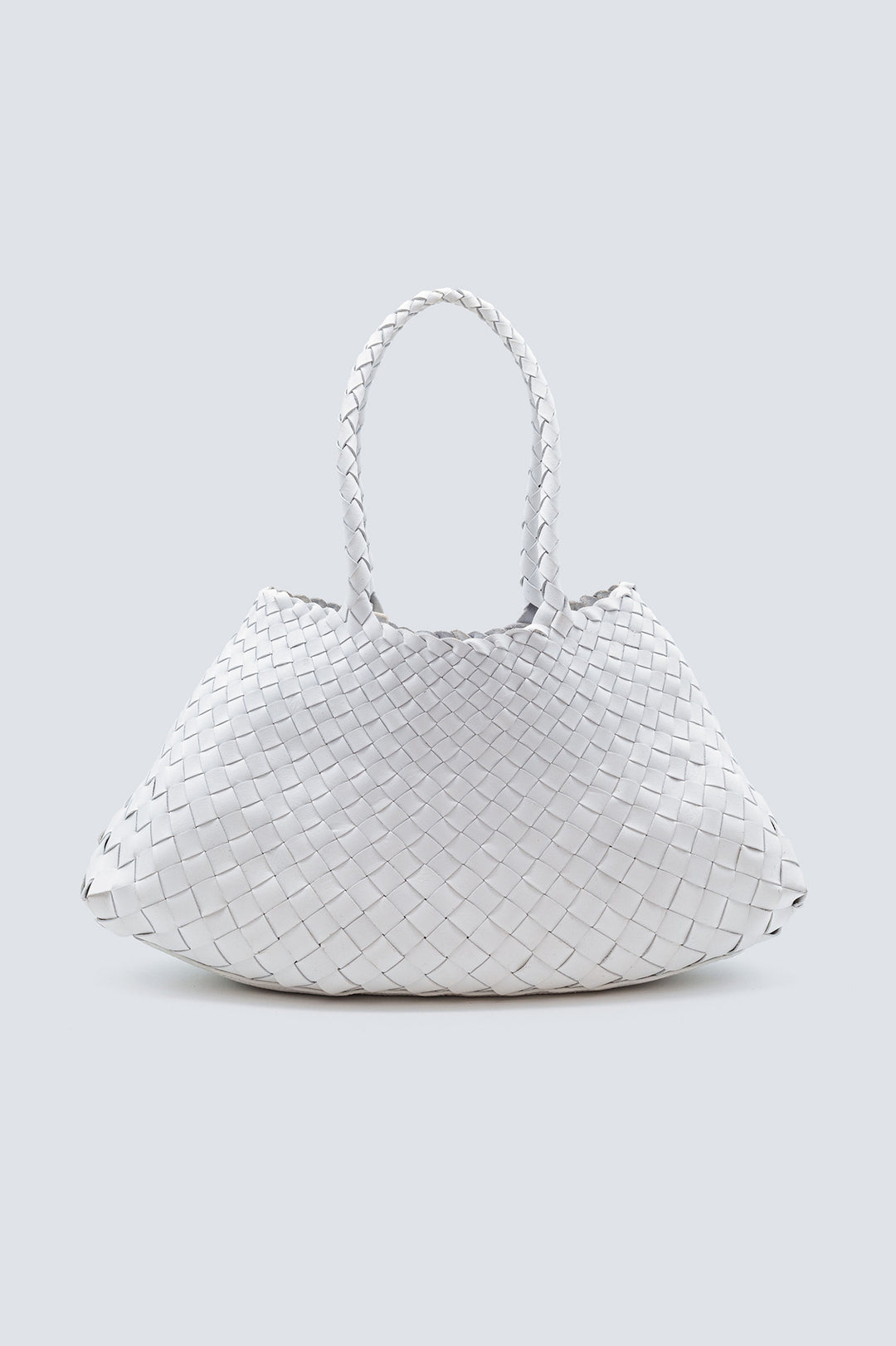 Dragon Diffusion Nantucket Large Woven Leather Tote In Silver
