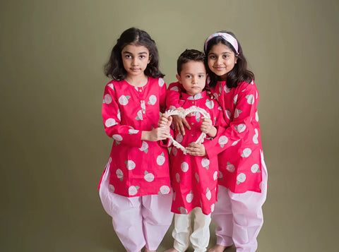 Blooming Red Kurta Pajama For Boys and Girls