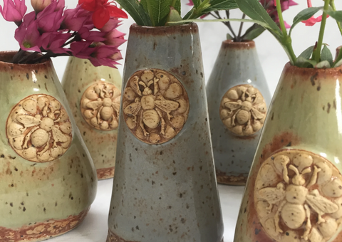 Queen Bee ceramic vases