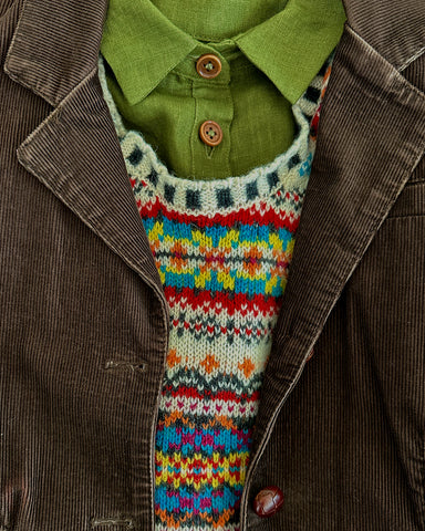 Model No.22 with Fair Isle Knit and Vintage Jacket
