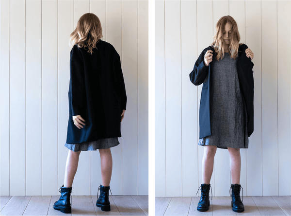 Styling the linen swingy dress by Pyne & Smith for cool weather