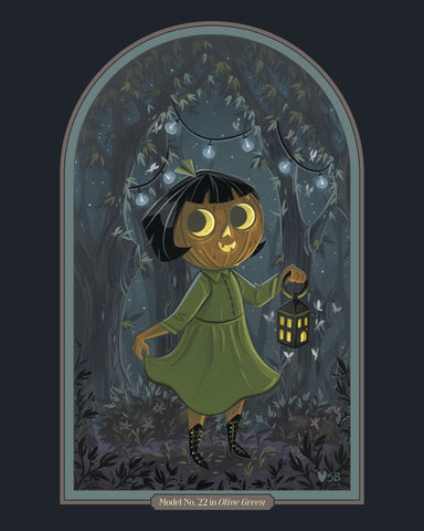 Cute pumpkin illustration with No.22 linen dress