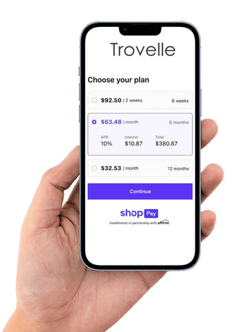 Pay over time with Shop Pay at Trovelle.