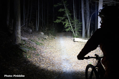 mountain bike rider at night