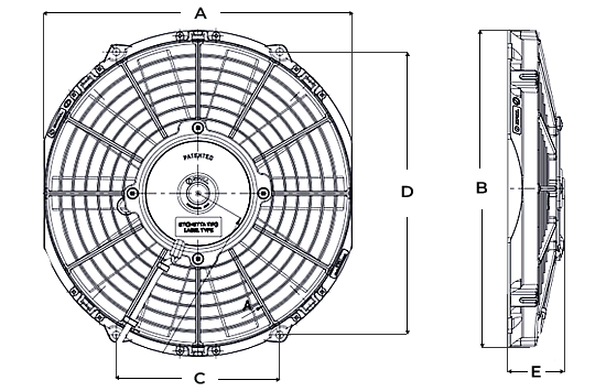 VA11-BP7/C-29S SPAL Fan Dimensions