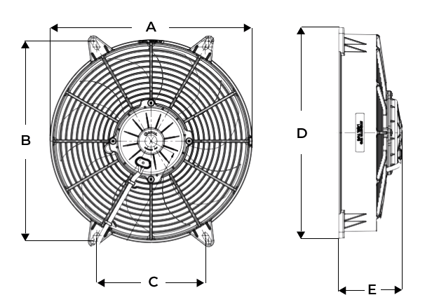 VA59-BP70-LL-68A SPAL Fan Dimensions