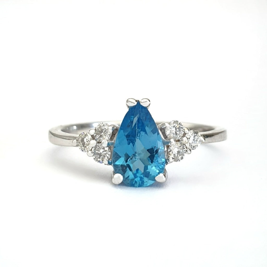 Pear Cut Topaz Ring with Diamond Trilogy Accents - Afrogem Jewellers