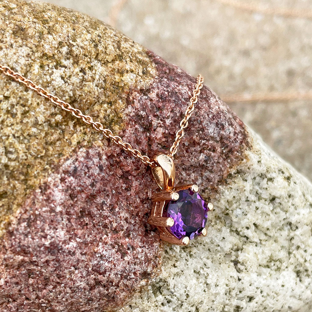 amethyst pendant rose gold