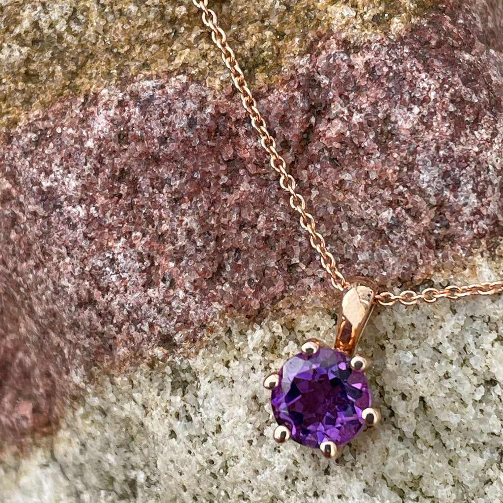 amethyst pendant rose gold