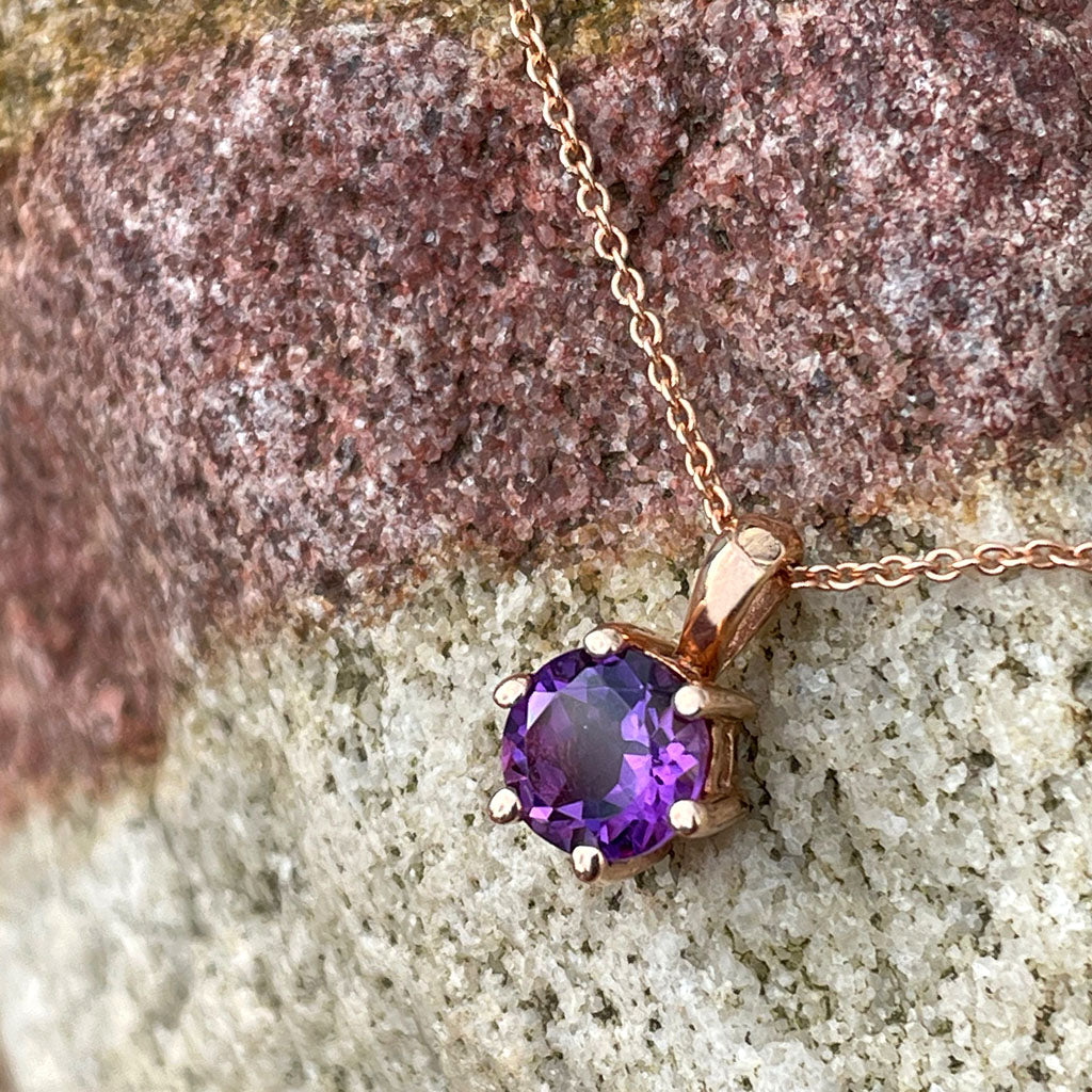 amethyst pendant rose gold