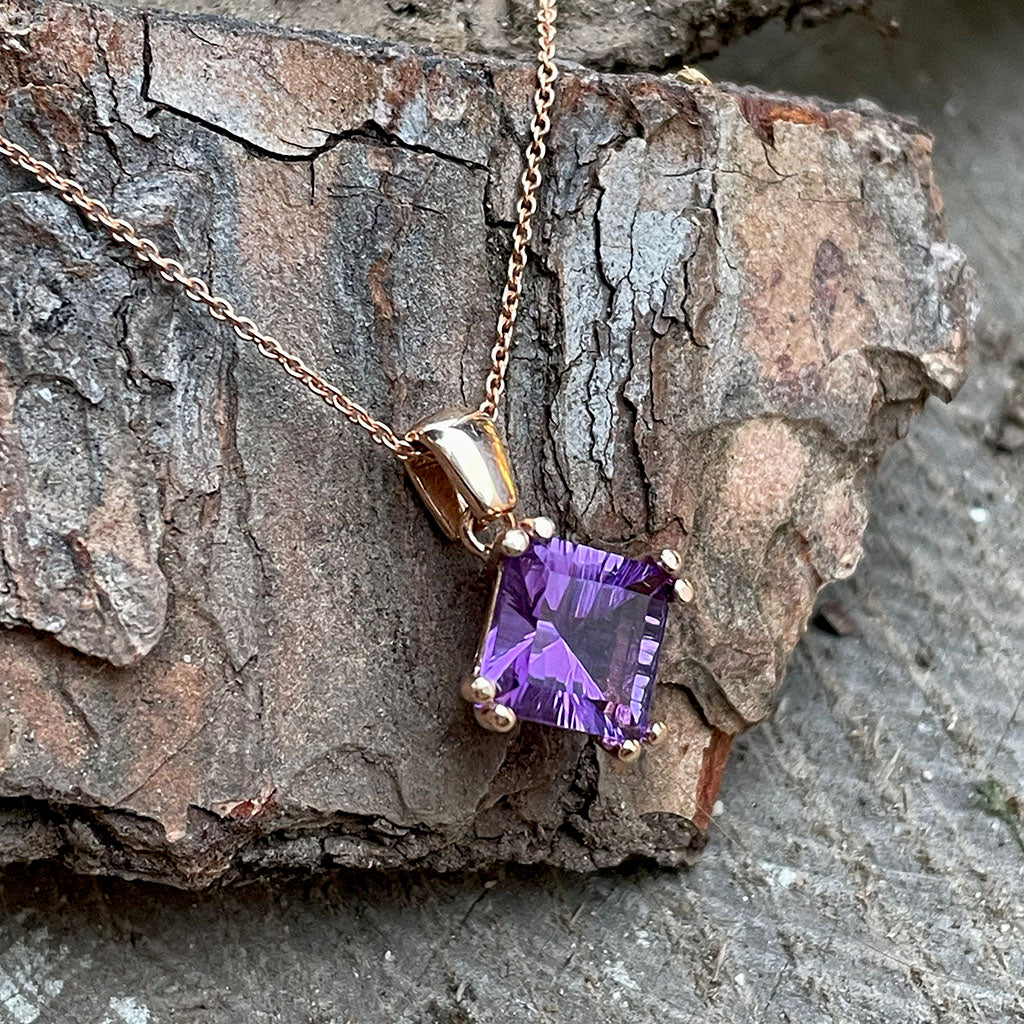 amethyst pendant rose gold