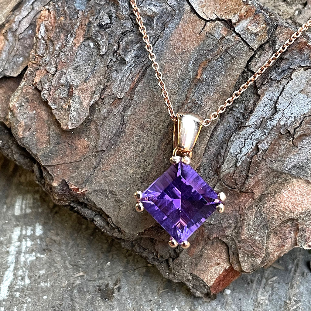 amethyst pendant rose gold