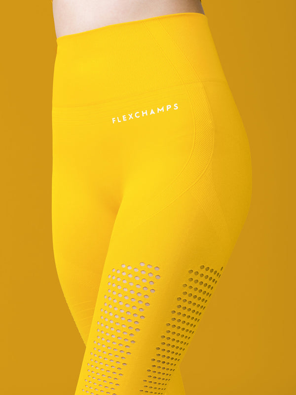 Motus Seamless Leggings - Yellow - FLEXCHAMPS INDIA