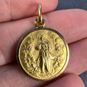 Italian Virgin Mary 18K Yellow Gold Charm Pendant