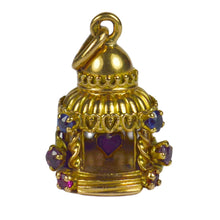 Load image into Gallery viewer, French Yellow Gold Gem Set Love Heart Lovers Pavilion Charm Pendant
