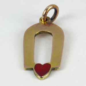 9K Yellow Gold Red Enamel Love Magnet Charm Pendant