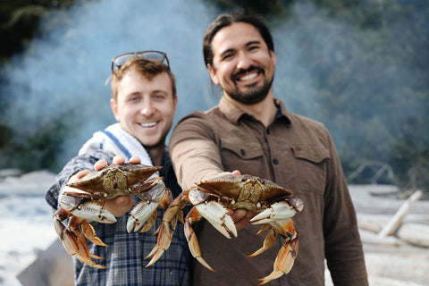 Founders of Naas Foods, Steve Dennis and Jordan White with a fresh catch of crabs