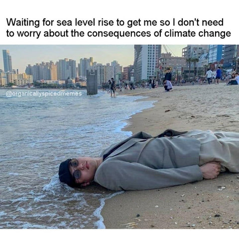 Waiting for sea level rise to get me so I don't need to worry about the consequences of climate change.