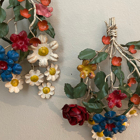 Vintage tole floral decorations