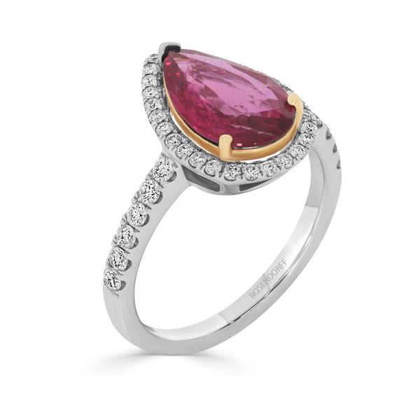 Natural Red Pear Shape 1.21ct Ruby Ring