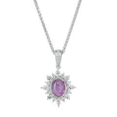 Purple Star Sapphire and Diamond Pendant