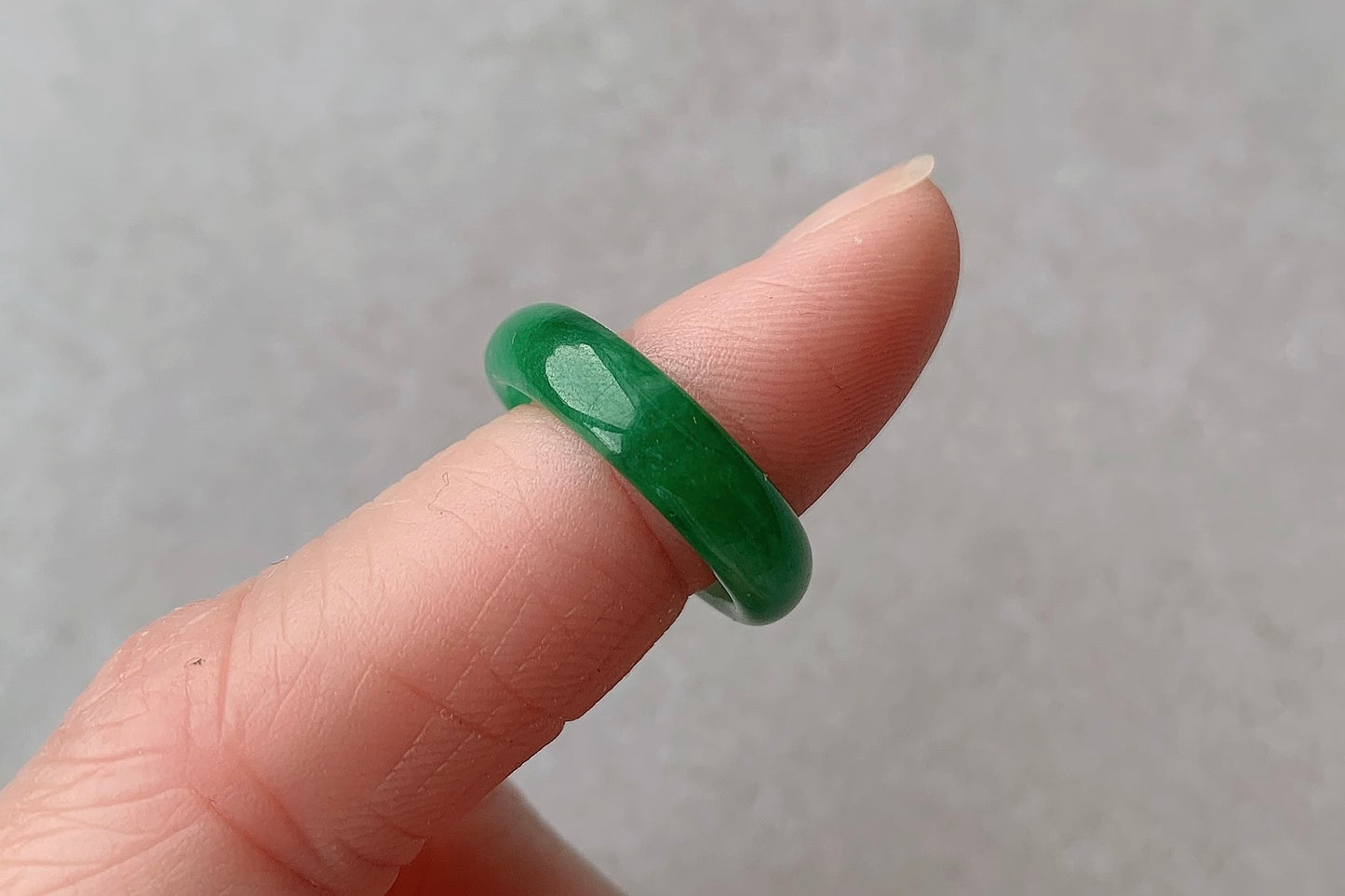 Size 4.25 US Natural Icy Imperial Green + Faint Green Jadeite Band Ring