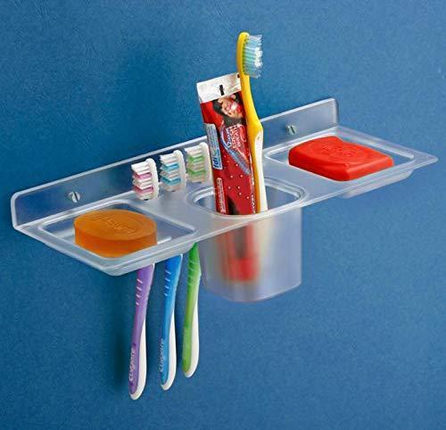 0756_ABS Plastic 4 in 1 Multipurpose Kitchen/Bathroom Shelf/Paste-Brush Stand/Soap Stand/Tumbler Holder/Bathroom Accessories - your brand