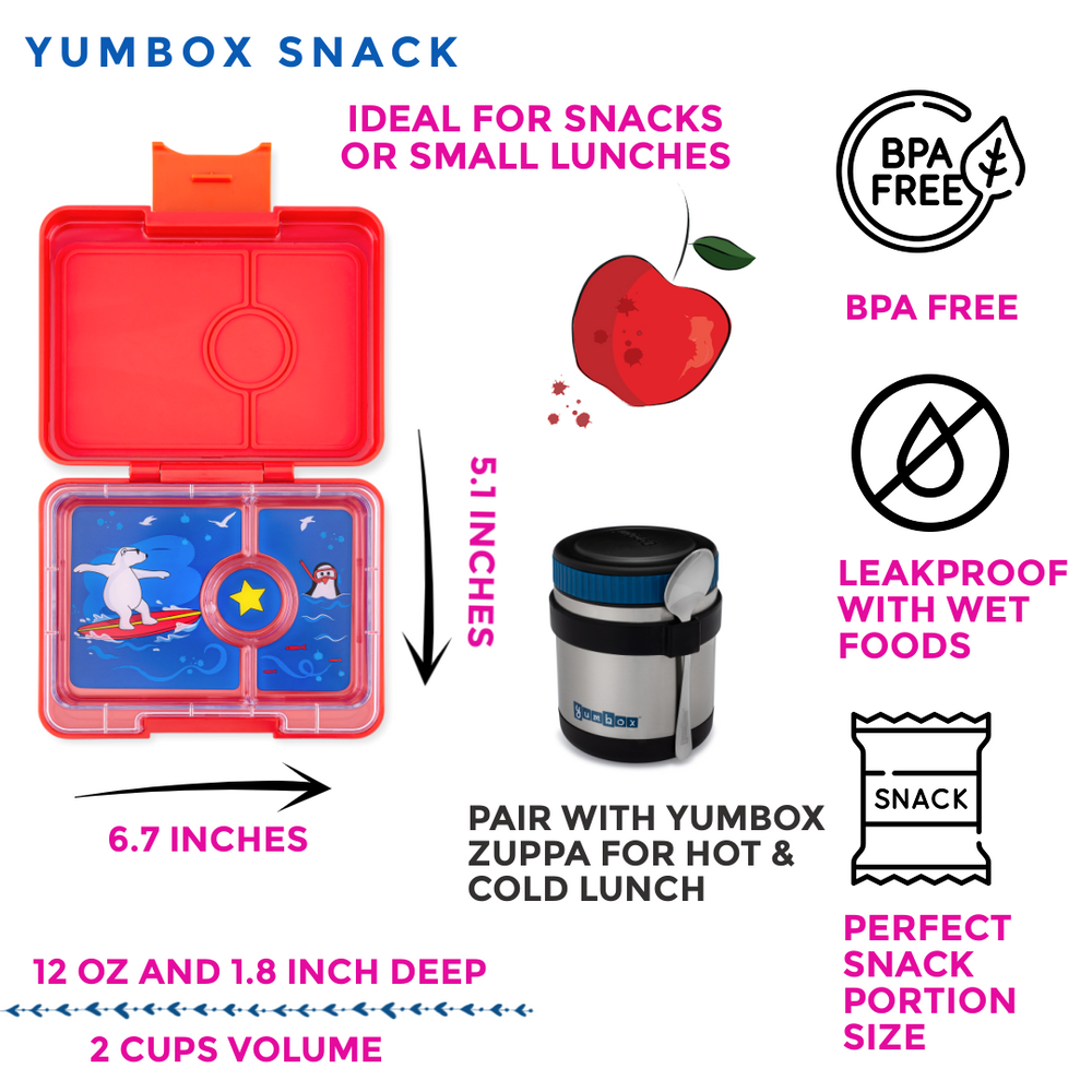 Yumbox Snack 3 Compartment Bento Lunch Box - Various Colours – Lunchtime  World