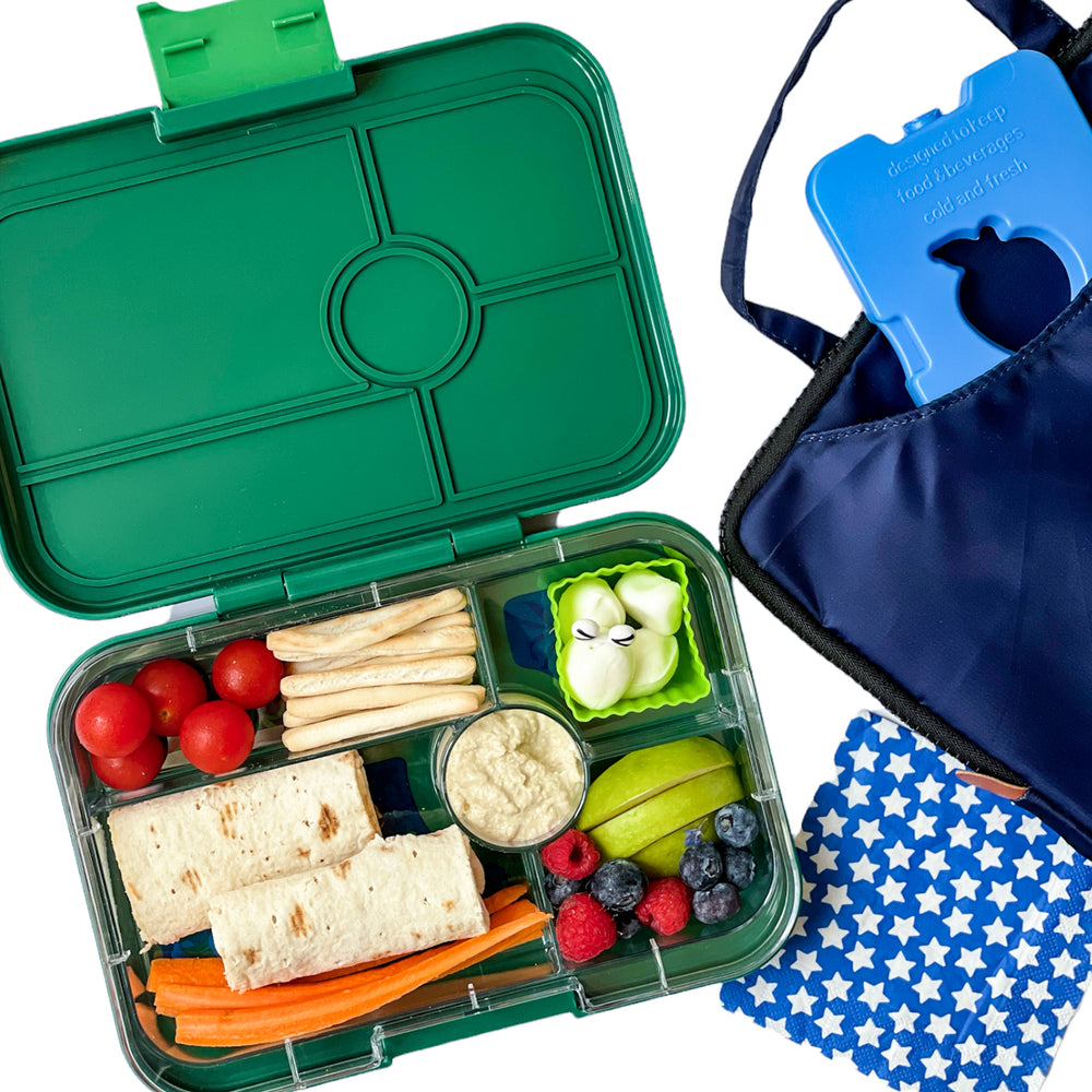 Snack Size Bento Lunch Box Monte Carlo Blue (Clear Navy Tray) – Yumbox