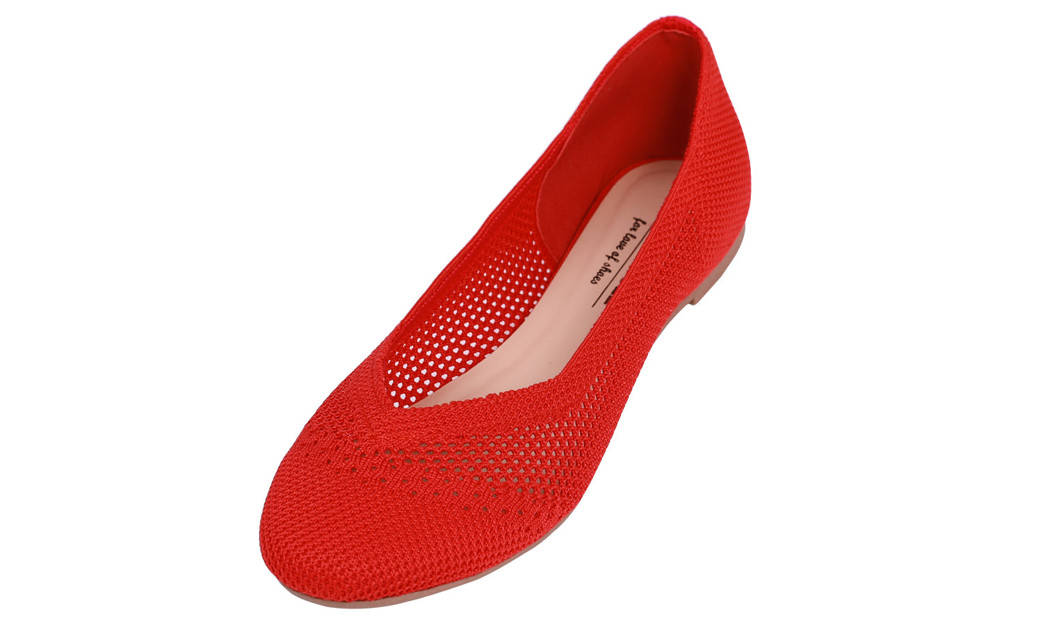 Feversole Womens Woven Fashion Breathable Knit Flat Shoes Red Ballet 5580