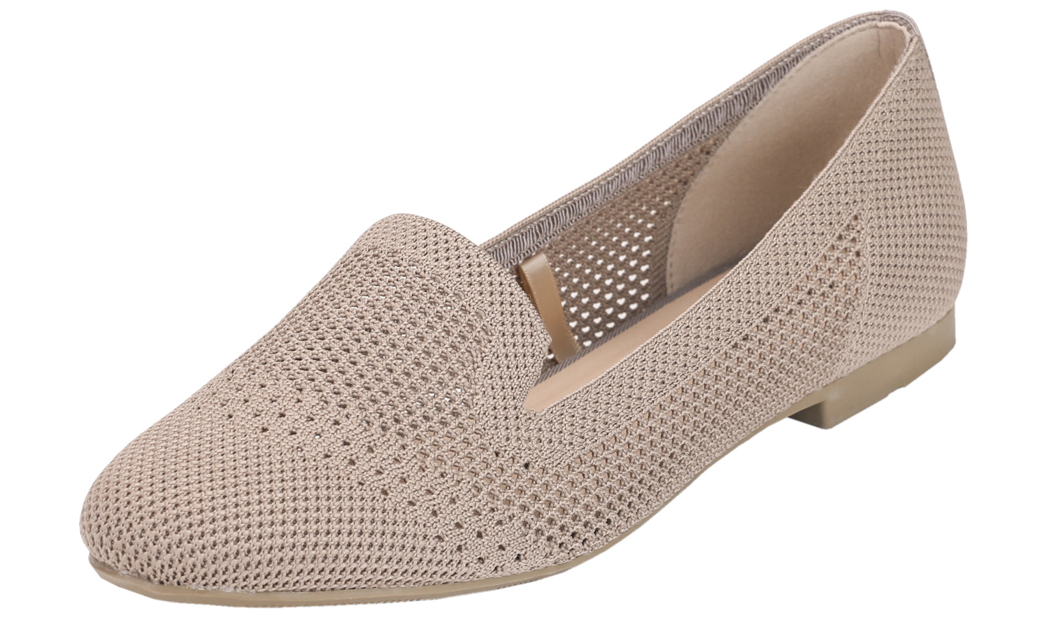 Feversole Womens Woven Fashion Breathable Knit Flat Shoes Khaki Loafe 5711