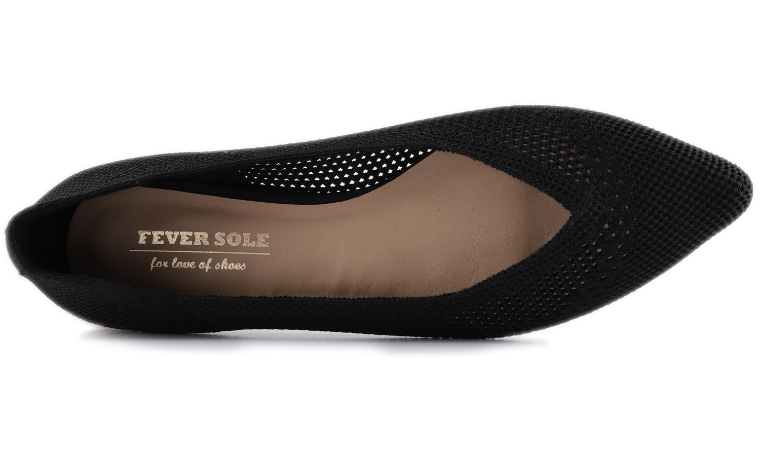 Feversole Womens Woven Fashion Breathable Knit Flat Shoes Pointed Bla 4027